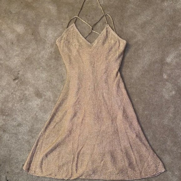 Rose Gold Sparkly Knit Dress - Picture 1 of 6